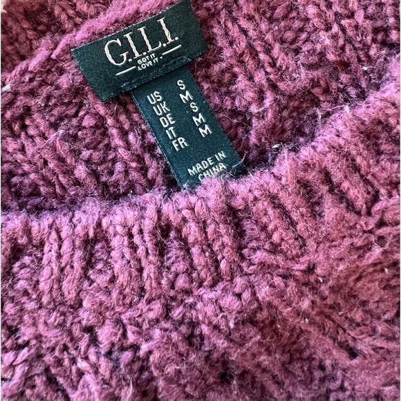 G.I.L.I. Got It Love It Cold Shoulder Burgundy Sweater with Bell Sleeves - Picture 11 of 16